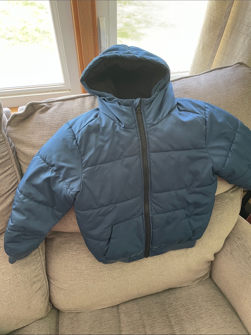 Old Navy Boys Blue Hooded Puffer Jacket